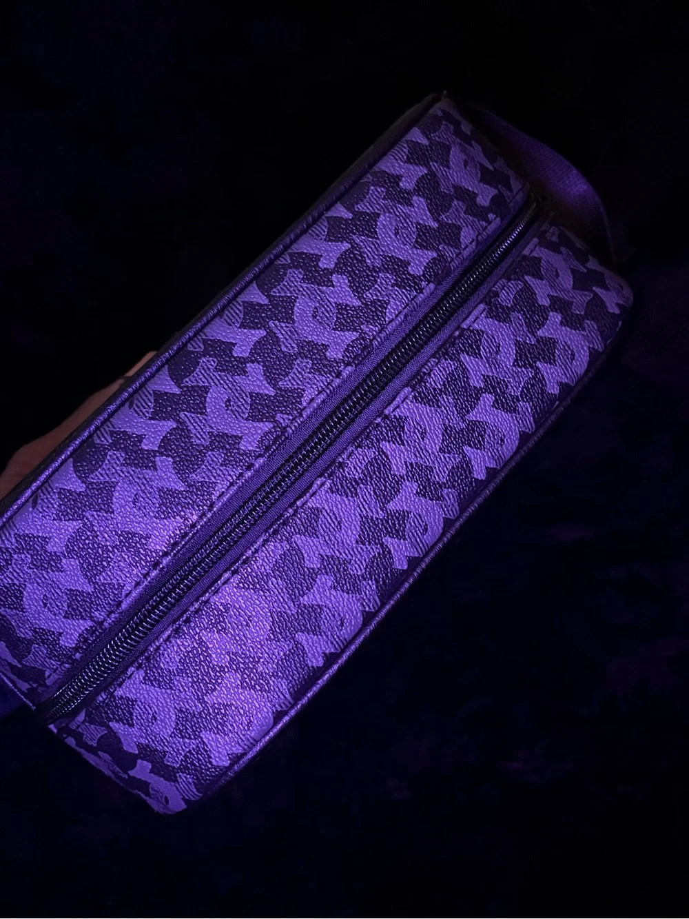 True Religion Purple Houndstooth Key & Card Holder